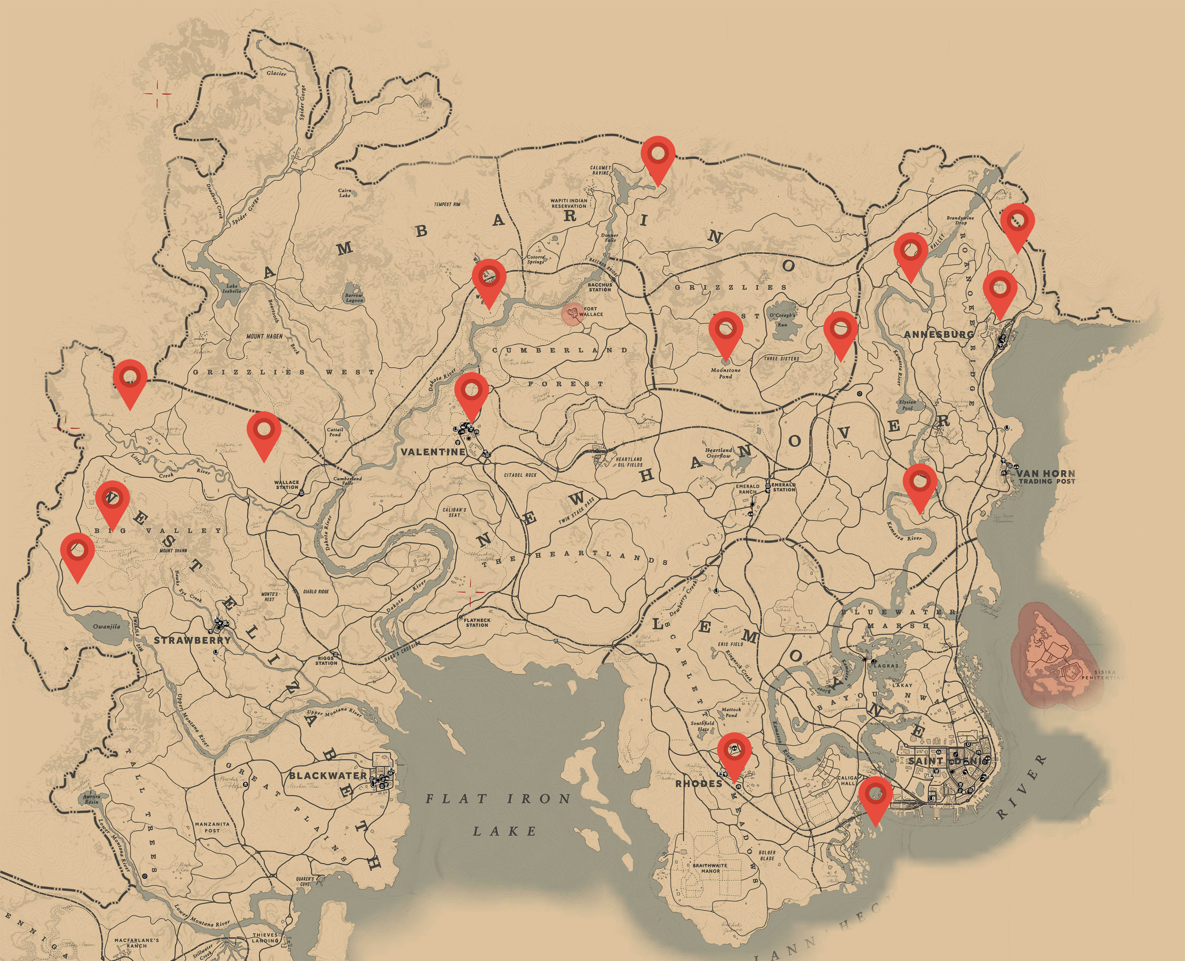 Red Dead Redemption 2 : Carte des armes à loot - Breakflip - Actualités - Mapa Do Red Dead Redemption 2